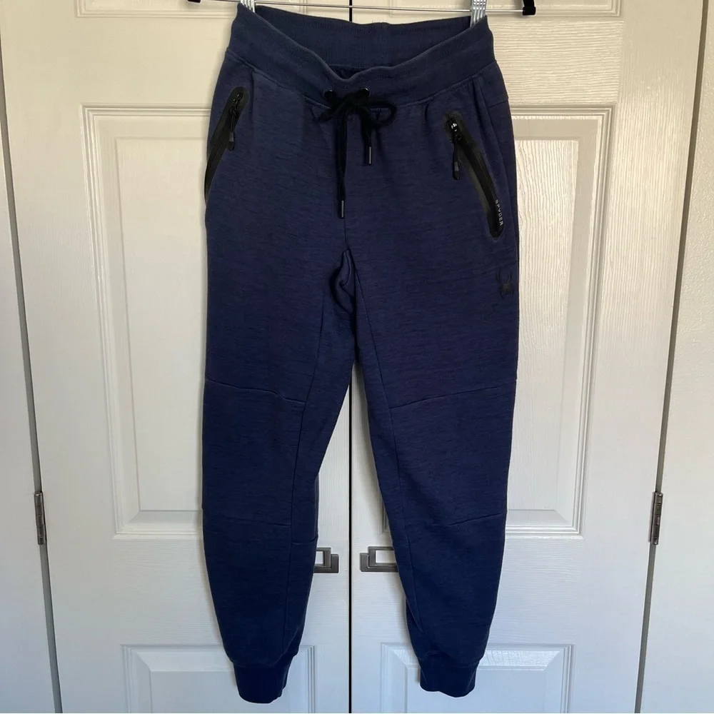 Navy Blue and Black Men’s Spyder Active Jogger Sweatpants Size S